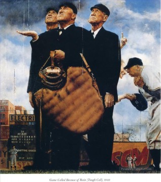 雨のため試合は中止になった タフコール 1949年 ノーマン・ロックウェル Oil Paintings